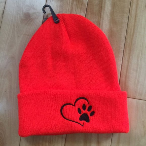 Dog paw & heart beanies - 2 adult sizes embroidered hats - Picture 3 of 4